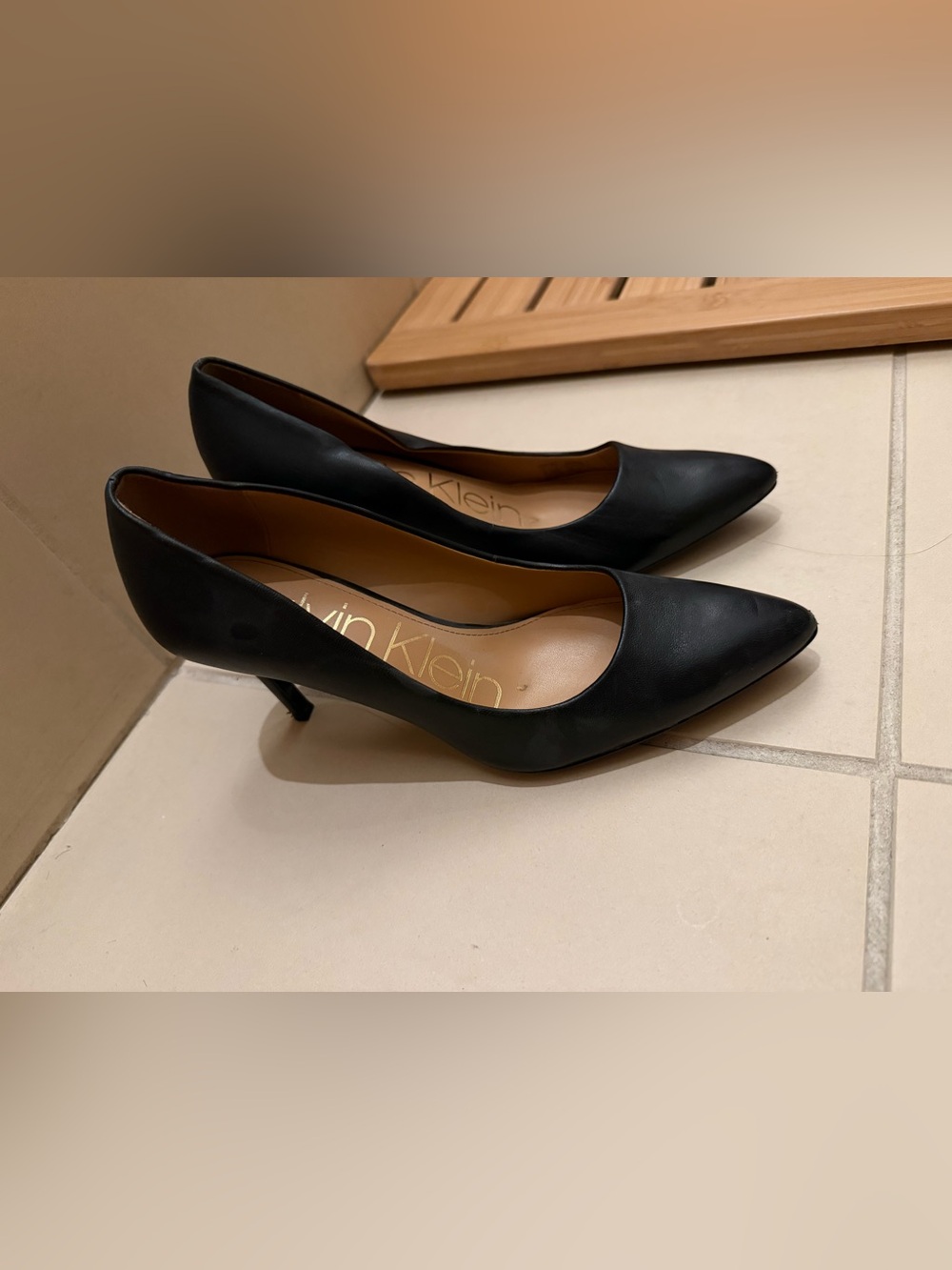 Calvin Klein Black Classic Pointed-Toe Pump